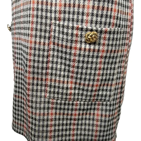 Zara Houndstooth Trafaluc Brown Black Red SHIFT Dress Size Small Polyester - Picture 6 of 16